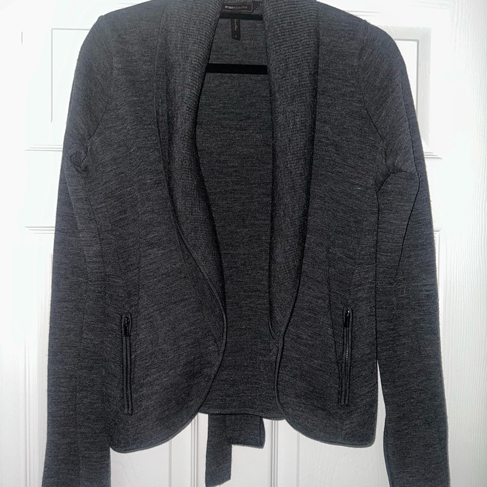 BCBGMaxAzria Charcoal Open-Front Blazer